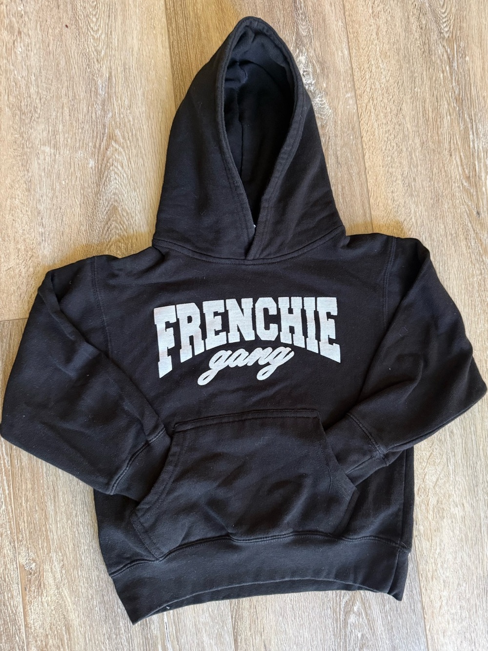 Frenchi Black Hoodie with White 'Frenchie Gang' Graphic
